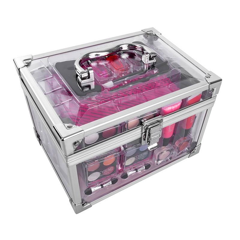 Makeup Kit For Women Full Kit Make Up Gift Set With Clear Case Essential Bundle Include Eyeshadow Palette Lipstick Blush