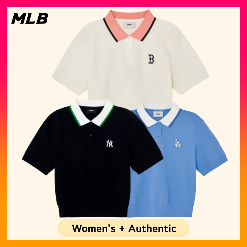 MLB Women's Color Matching Crop Collar T Shirt (2023NEW)