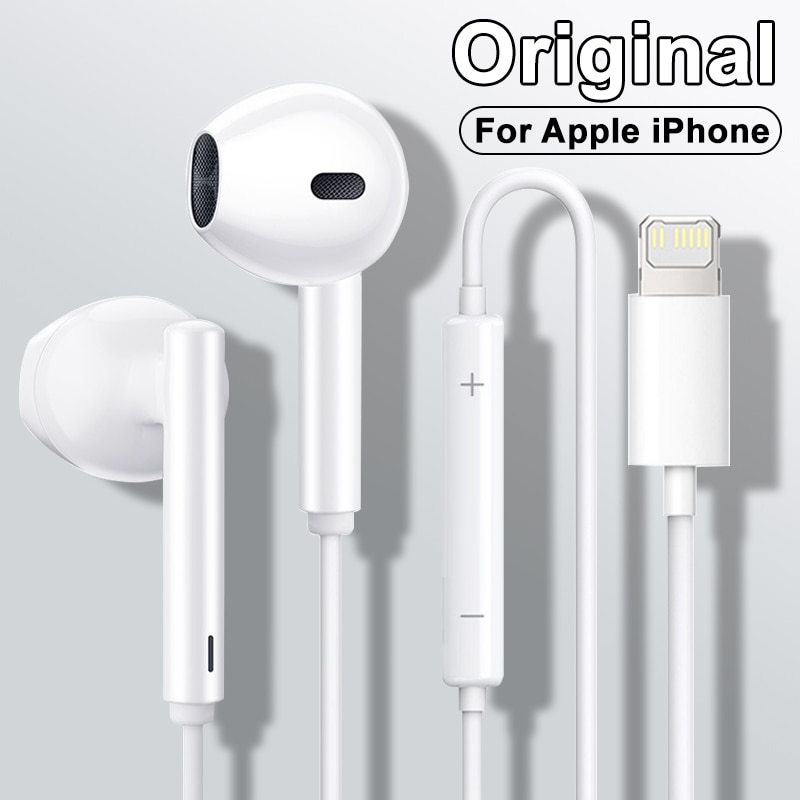 For Apple iPhone 14 13 12 11 Pro Max Original Headphones X XR XS Max 7 8 Plus SE 2023 Lightning Cable Wired Bluetooth Earphones