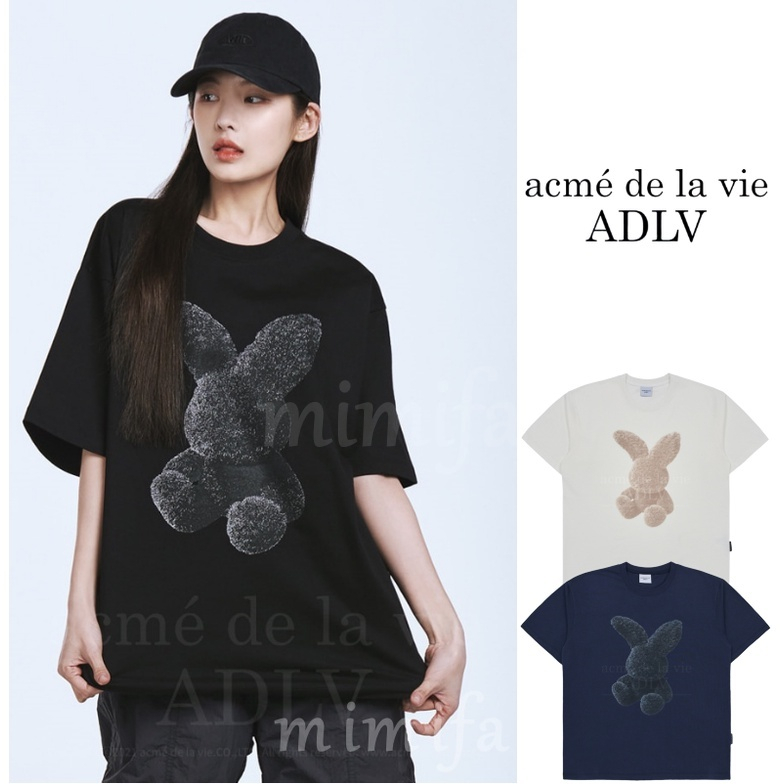 [acme de la vie] 2023 NEW ADLV BLACK FUZZY RABBIT SHORT SLEEVE T-SHIRT OVERSIZED