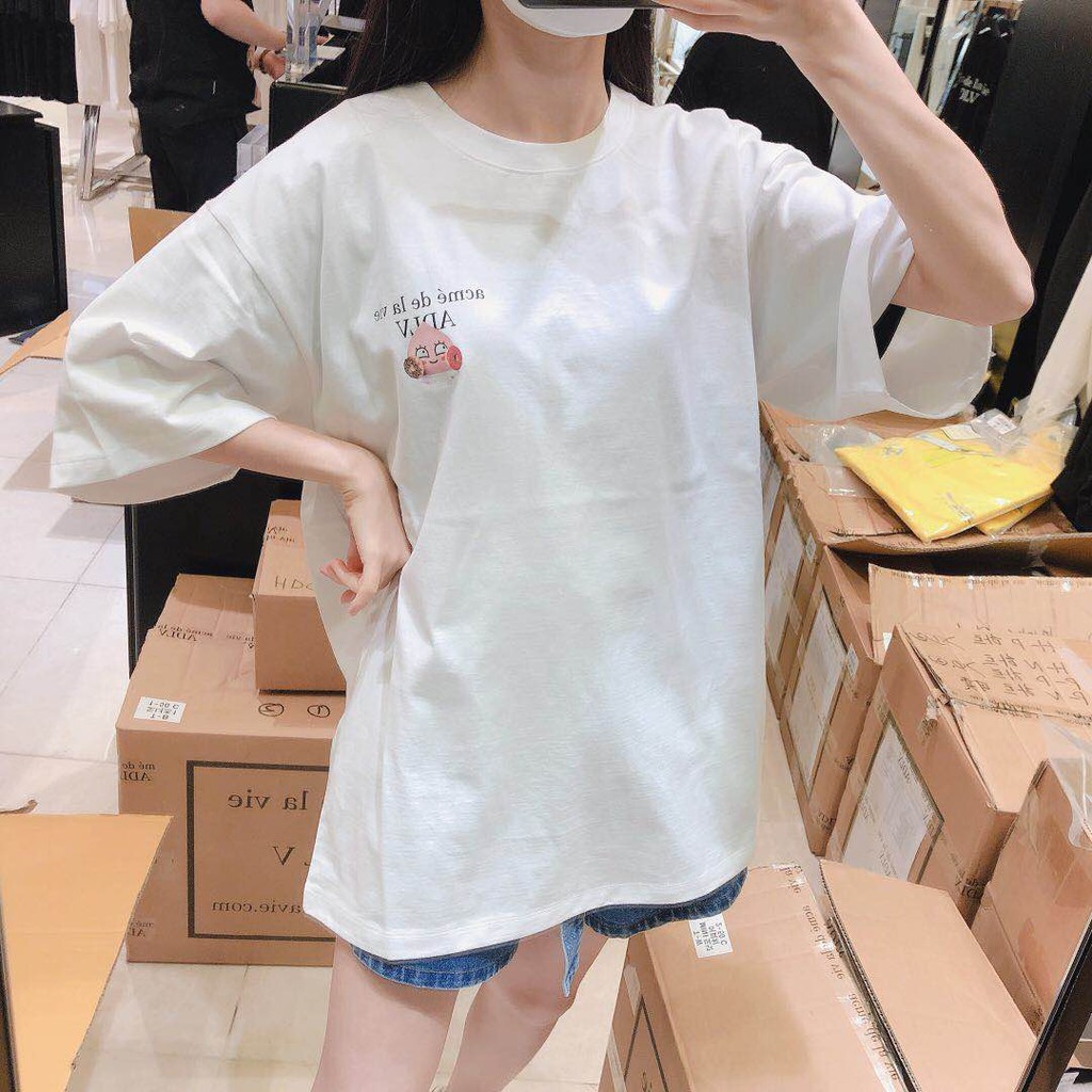 Ready Stock Summer New ADLV Kakao Joint Peach Donuts Short-sleeved T Shirt Simple