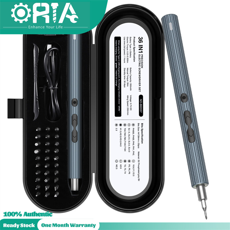 【Upgraded】ORIA 36 IN 1 Electric Screwdriver Set Rechargeable Screwdriver Kit Magnetic Tools Set with LED Flashlight for CellPhone Watch Jewelers Laptop