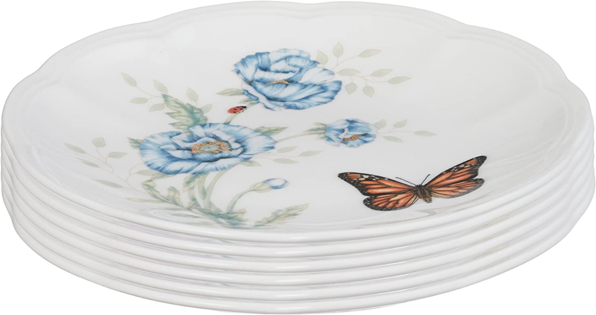 Lenox Butterfly Meadow 6-Piece Tidbit Plate Set, 3.05 LB, Multi