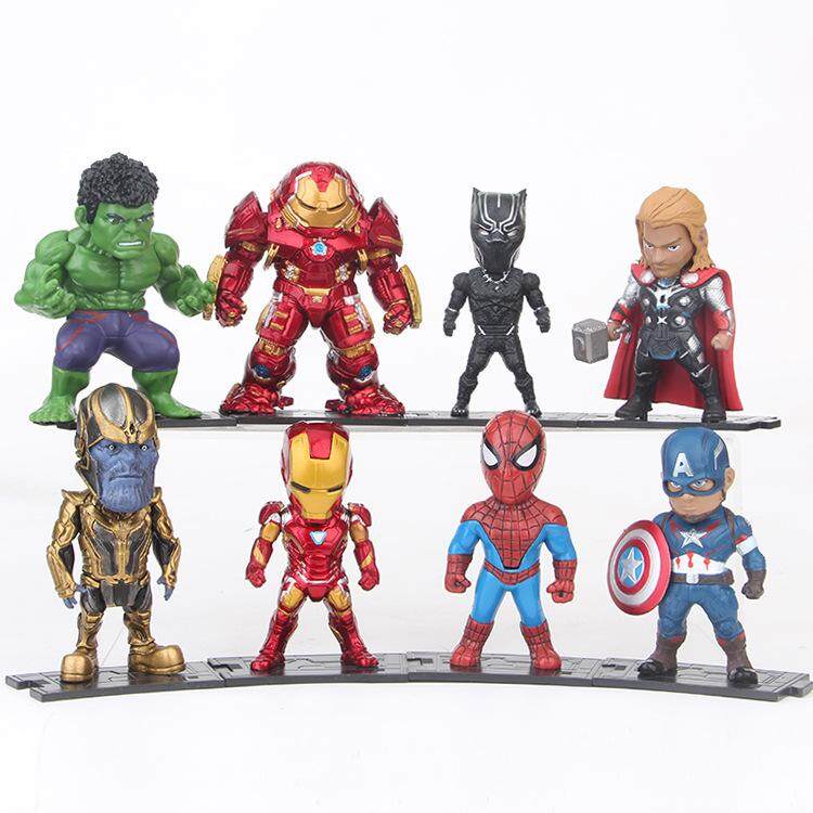 8pcs The Avengers 3 Infinity War Thanos Hulk Iron Man Spiderman POP PVC Action Figures Superheroes Figurines Dolls Set Kids Toys