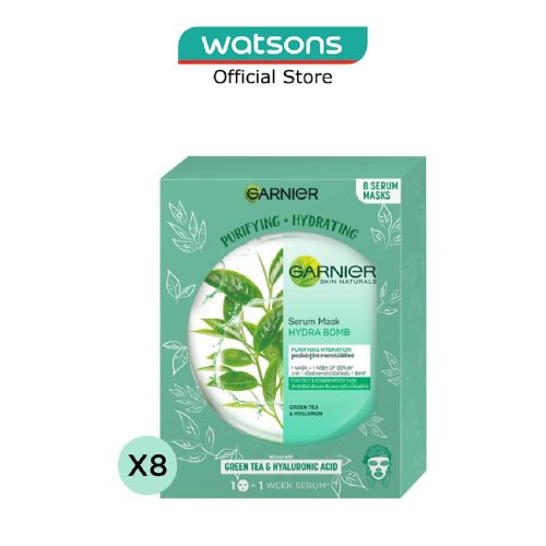 GARNIER Hydra Bomb Green Tea Super Hydrating Purifying Serum Mask Sheets 8S