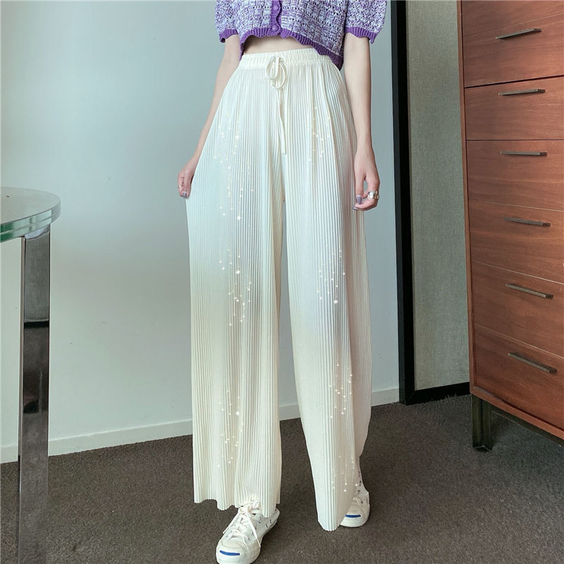 Women's Summer Pleated Wide Leg Pants New Drop High Waist Slim Pants Loose Versatile Fashion Casual Pants