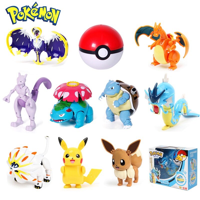 Pokemons Toys Set Action Figures Pikachus/Charizards/Mewtwos/Eevees Kids Transformation Toy Birthday Gift