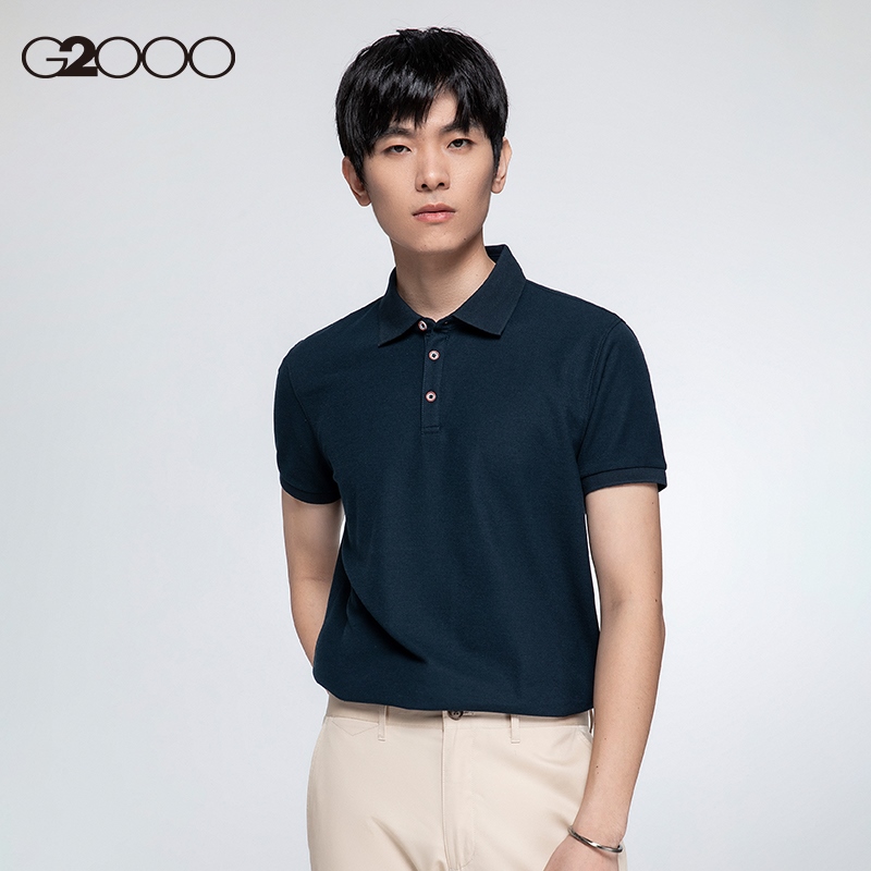 G2000 men's spring and summer new business casual comfortable breathable T-shirt youth wear solid color polo shirt men
