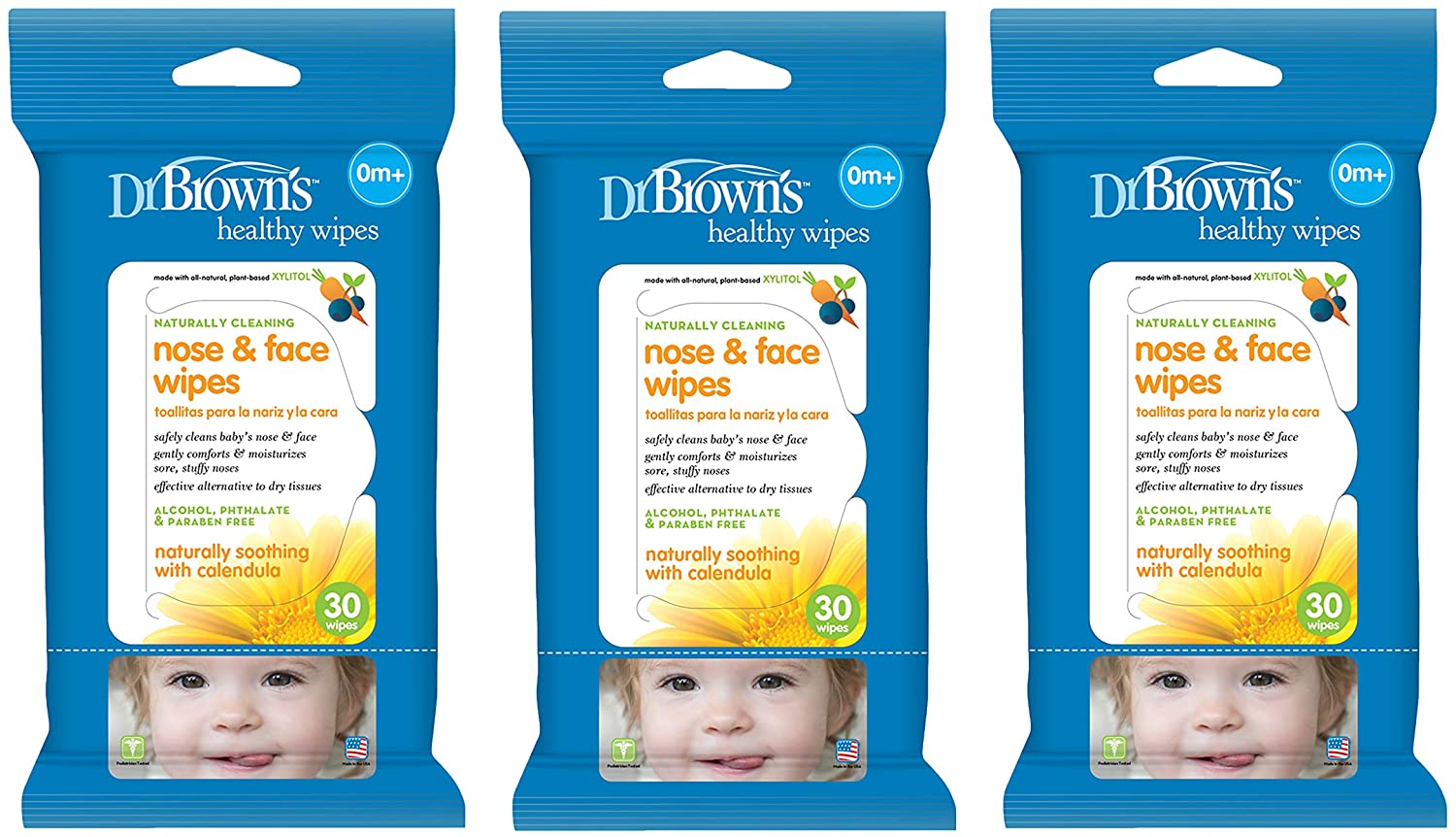 Dr. Brown's Nose and Face Wipes, 30 Count, 3-Pack (INSTOCKS)