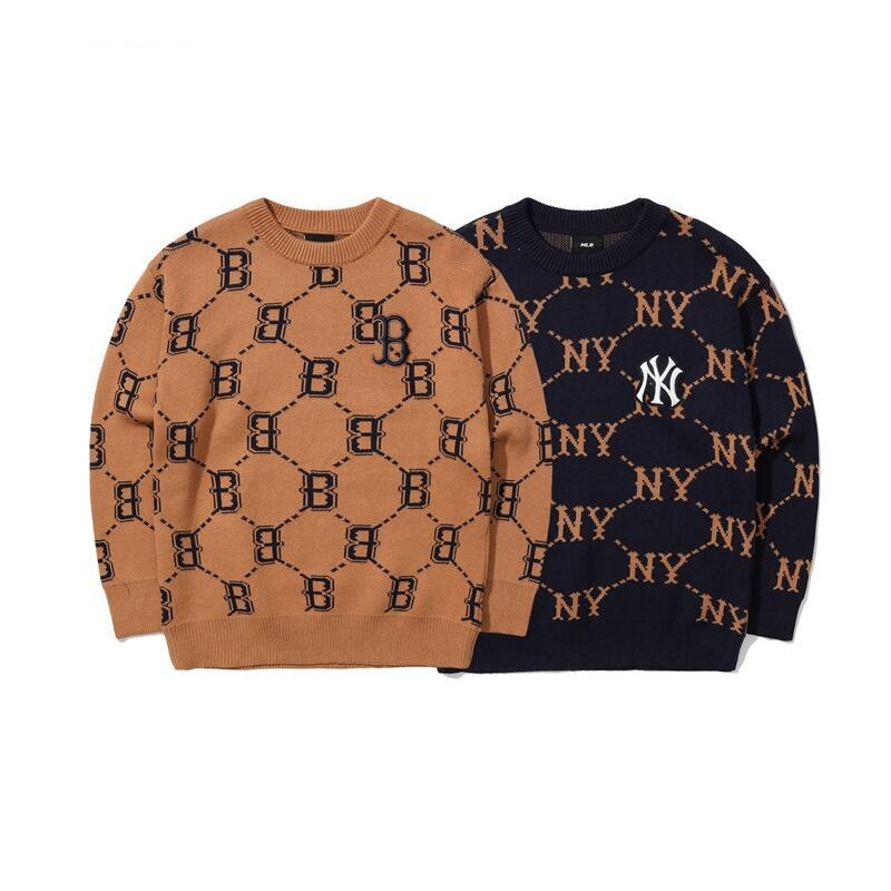 High Version 2023 Autumn and Winter New MLB Presbyopic Letter Jacquard Men's and Women's Couple's Casual Sweater Sweater