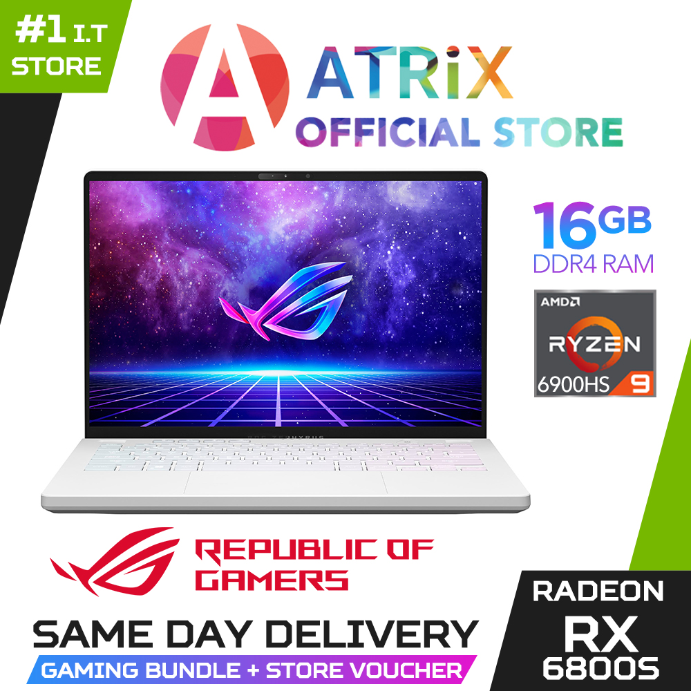 【Same Day Delivery】ROG Zephyrus G14 GA402RK-L4217W/GA402RK-L4220W with AniMe Matrix | 14.0" WQHD (1920X1200) IPS | Ryzen 9 6900HS | AMD Radeon RX 6800S | 16GB DDR5 | 1TB SSD | Win11 home | 2 Years ASU