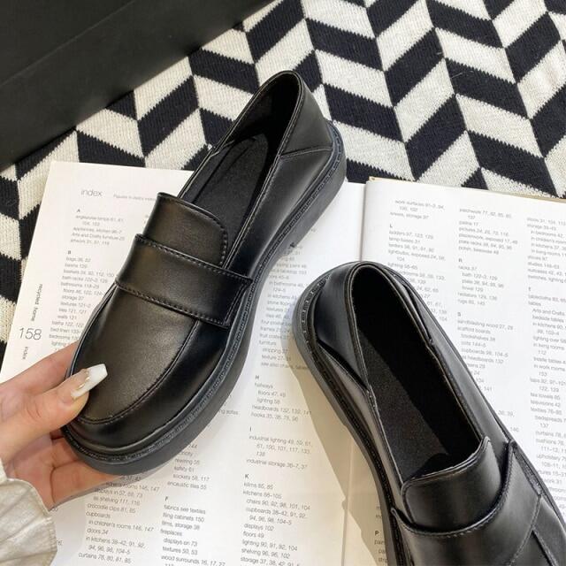 Zapatos Oxford de cuero sin cordones para mujer, mocasines femeninos a la moda, con perlas, color negro, para primavera, 2021