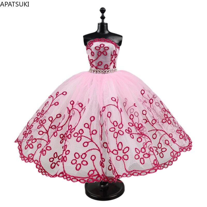 Deep Pink Ballet Tutu Dress For Barbie Doll Outfits 1/6 Dolls Accessories Dancing Clothes 3-layer Skirt Party Gown Toys